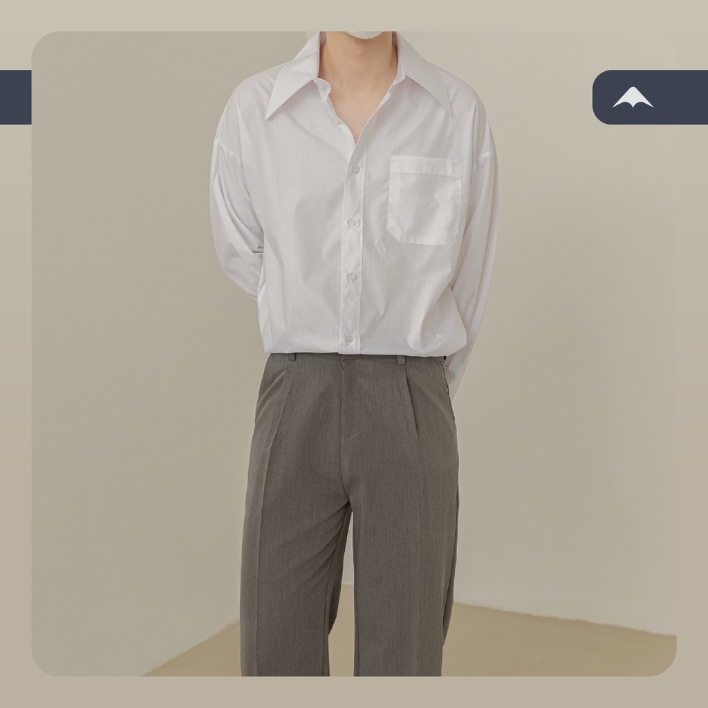 Áo sơ mi trắng form rộng Tommy MARTIAN Hàn quốc unisex cổ bẻ dài tay trắng trơn basic oversize nam nữ SM022 | BigBuy360 - bigbuy360.vn