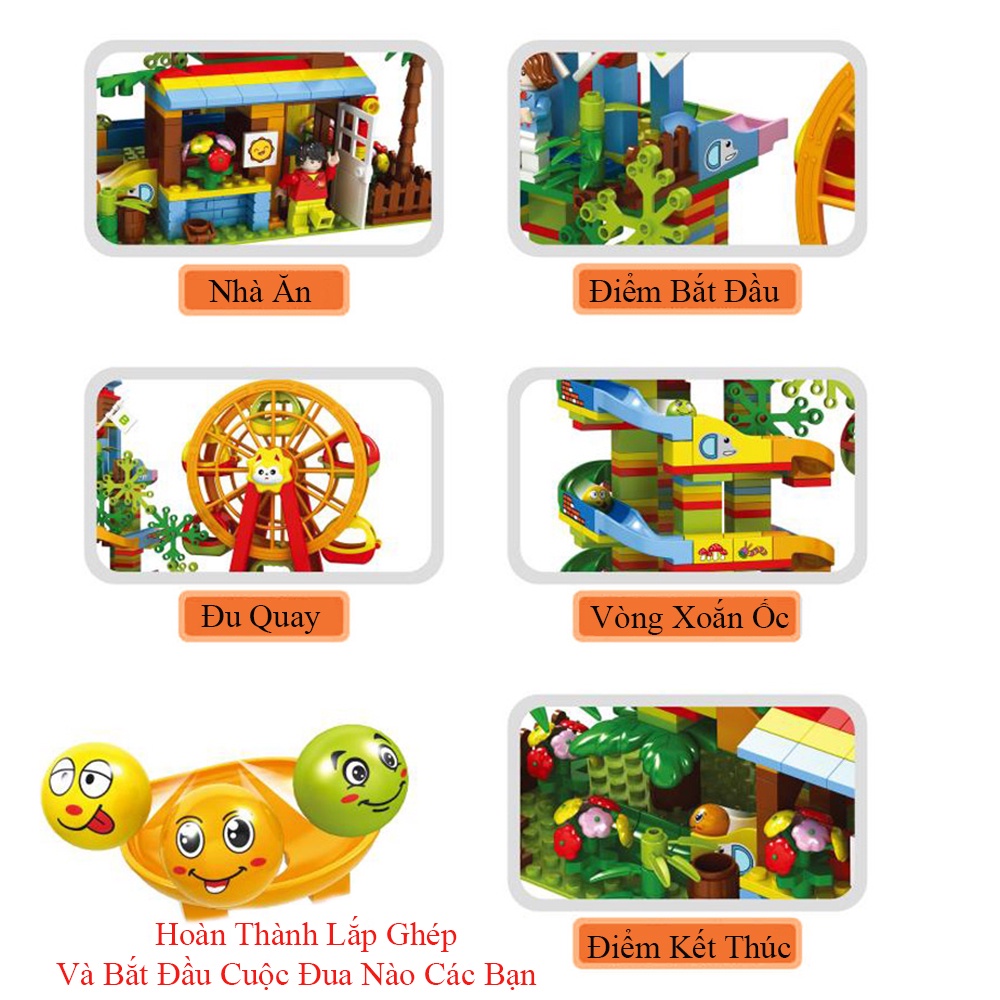 Đồ chơi trẻ em xếp hình  tháp cầu trượt vòng xoay mặt trời 469 chi tiết. Đồ chơi thông minh làm từ nhựa ABS cao cấp.