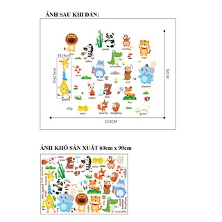 Decal dán tường VƯỜN THÚ TIẾNG ANH 6