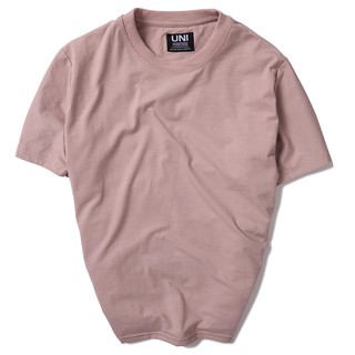 Áo thun Uni trơn cotton màu hồng dáng ôm