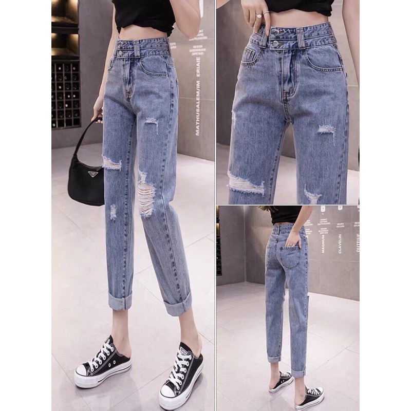 Quần bò baggy nữ quần jean baggy nữ quần jeans nữ cạp cao 3 size S M L hót 2021 | WebRaoVat - webraovat.net.vn