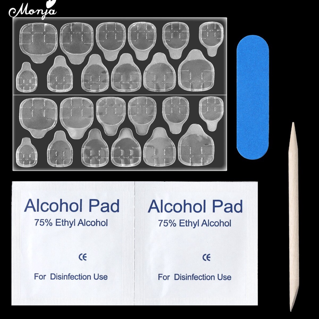 MONJA Set miếng keo dán hai mặt hỗ trợ dán móng tay giả 4 món tiện dụng