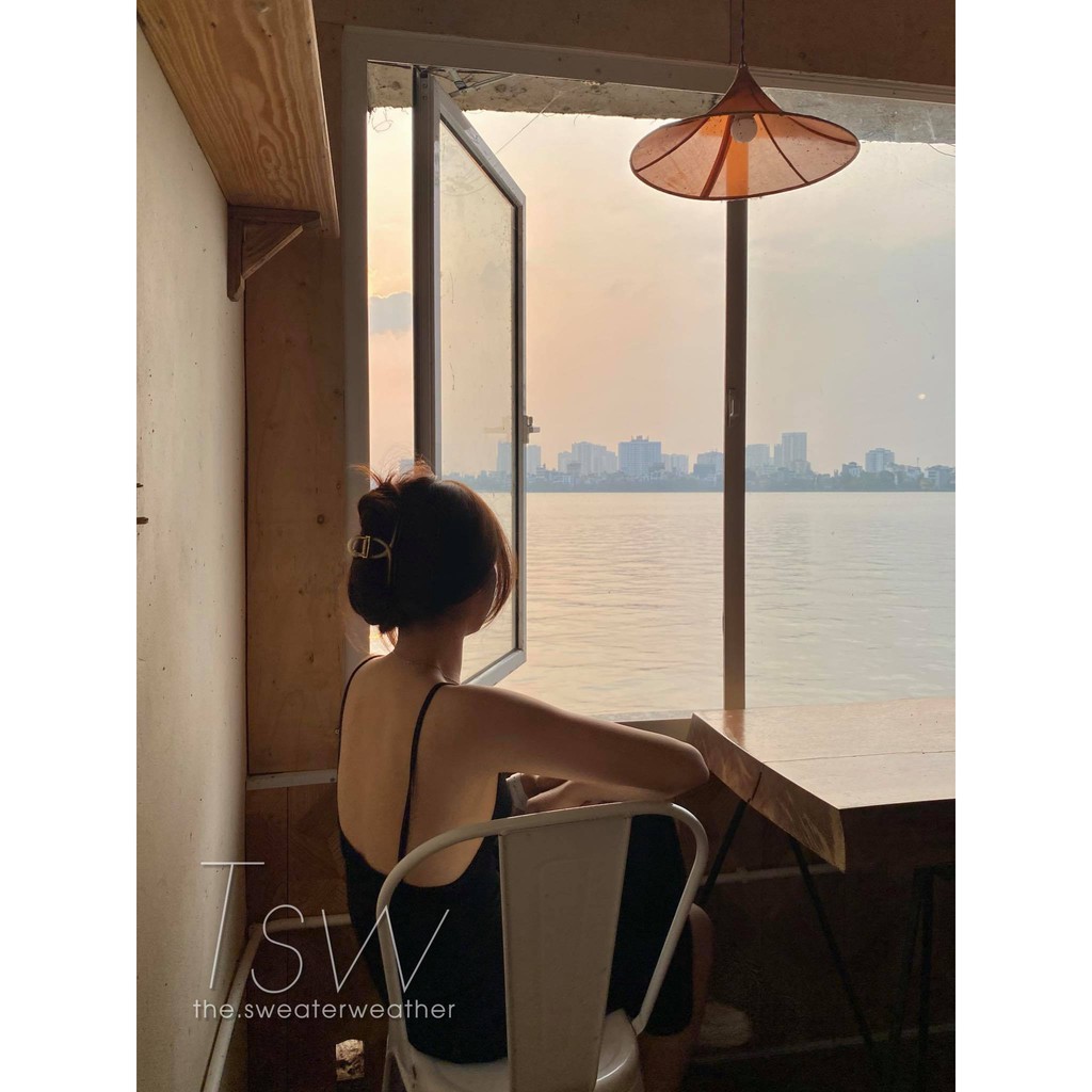 Váy hai dây thun khoét lưng maxi đen (Tặng kèm dán ngực) | BigBuy360 - bigbuy360.vn