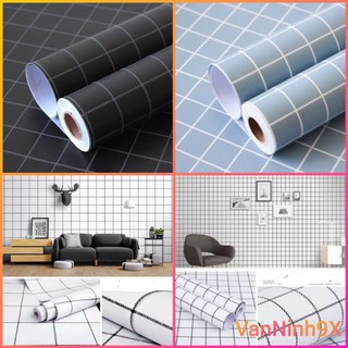 10 m giấy dán tường kẻ ô sọc đen trắng khổ 45cm