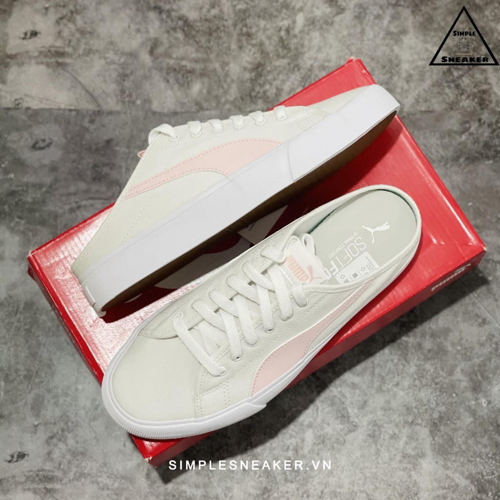 Giày Puma Mule Chính Hãng FREESHIP Puma Bari Mule White Pink - Giày Sneaker Puma Đạp Gót - Simple Sneaker