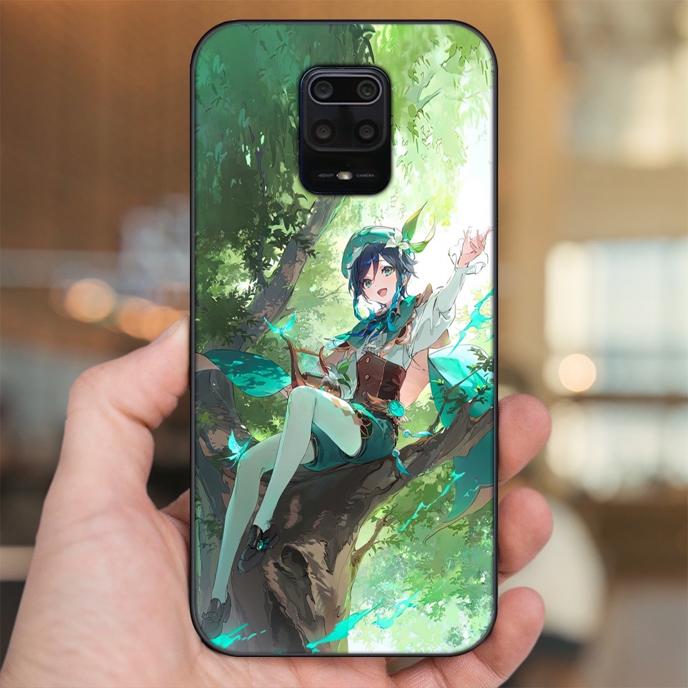 Ốp lưng Xiaomi Redmi Note 9s, Note 9 Pro viền đen in hình Venti Genshin Impact