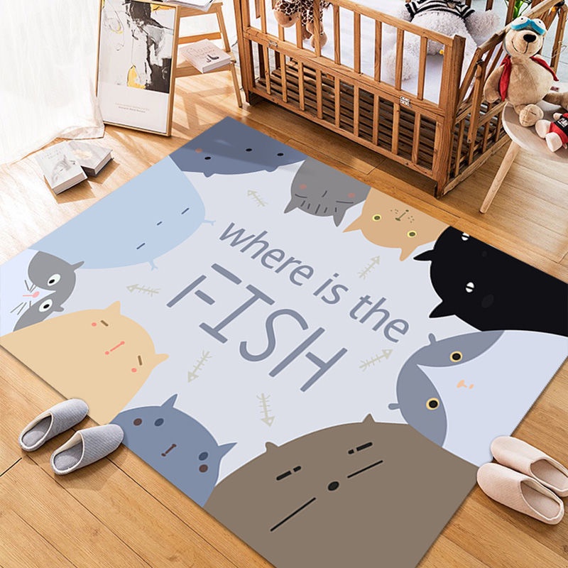 Thảm Lót Sàn Họa Tiết Hoạt Hình Dễ Thương Trang Trí Phòng Khách / Phòng Ngủ Cho Bé Gái