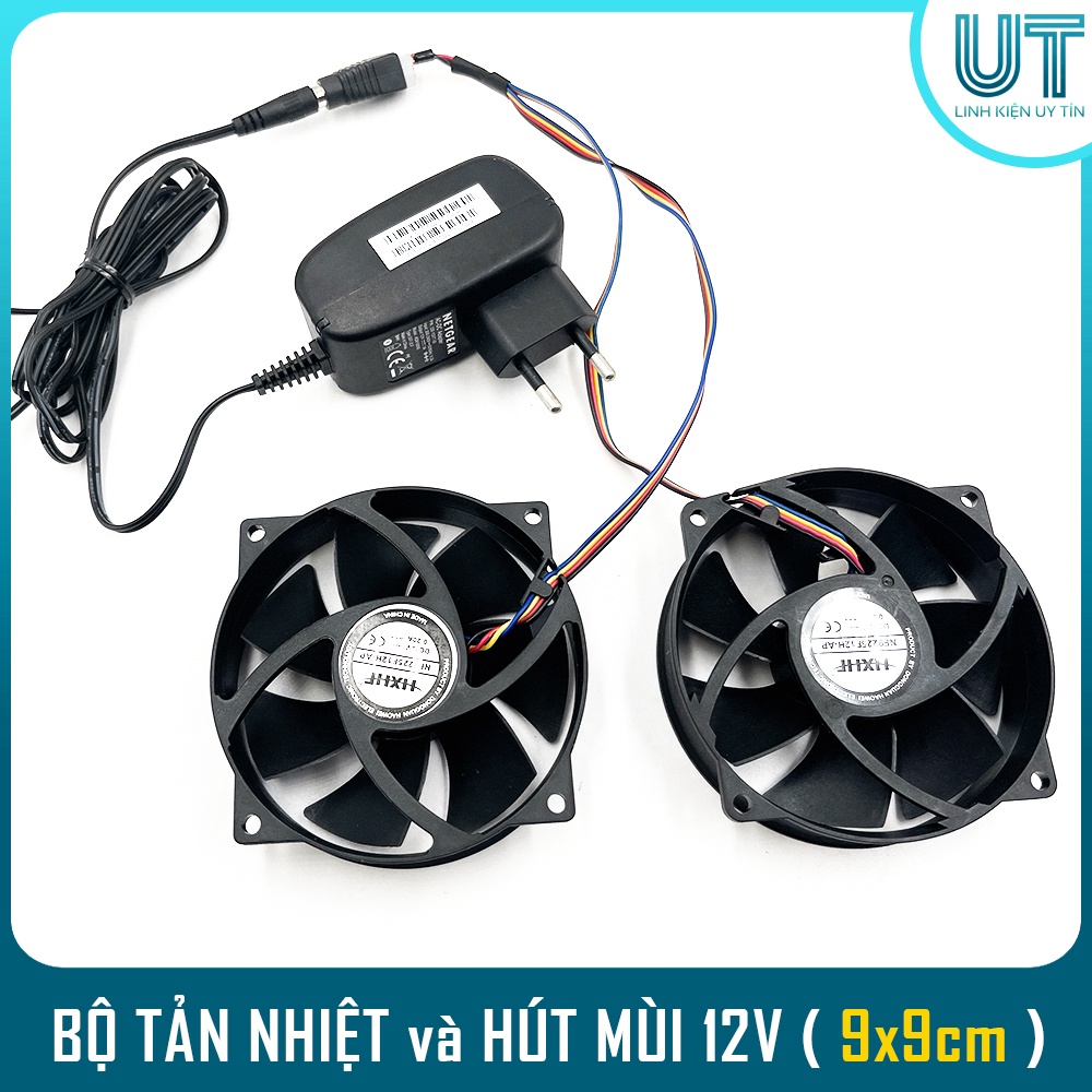 Bộ Combo 2 quạt hút mùi và tản nhiệt 12V 3000 vòng/phút - Tản nhiệt cho máy tính, hút mùi hút khói