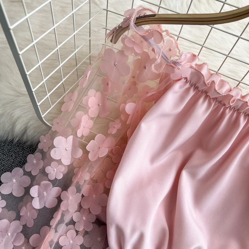 COZOK Áo Voan Nữ Trễ Vai Xuyên Thấu In Hoa Thời Trang