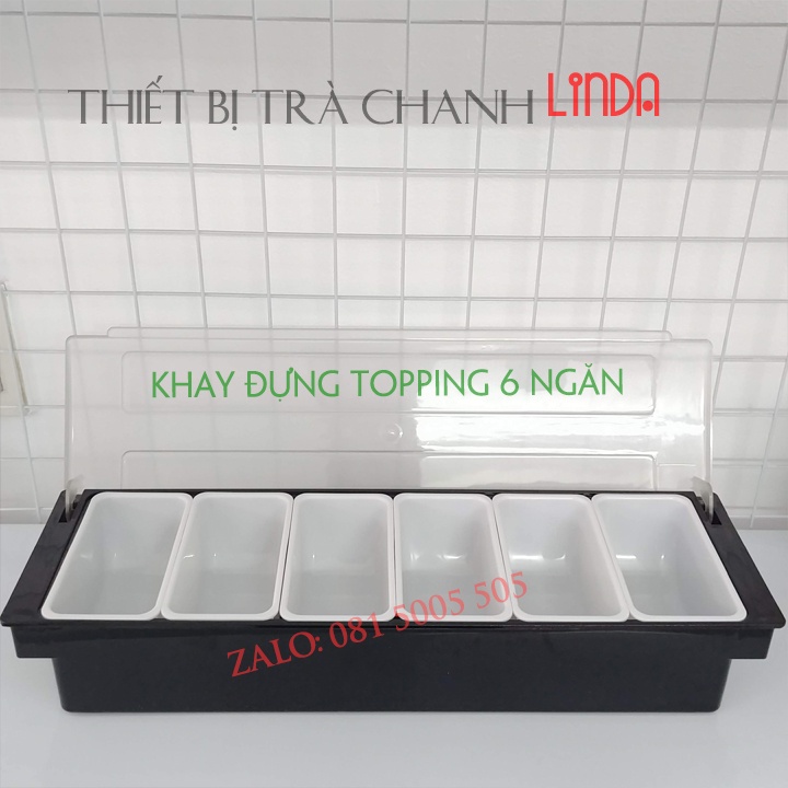 Khay đựng topping nhựa 3 4 5 6 ngăn đựng thạch, hoa quả có nắp đậy sạch sẽ...