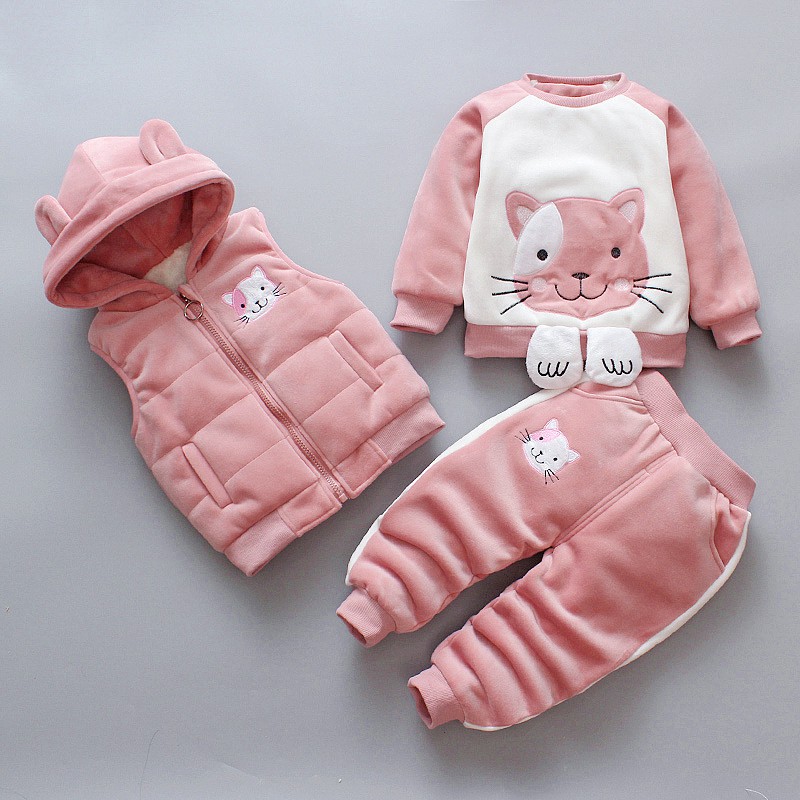 Set 3 Món Đồ Thời Trang Mùa Đông Cho Bé từ 7-18kg - Họa tiết hình mèo hoặc con ong chăm chỉ