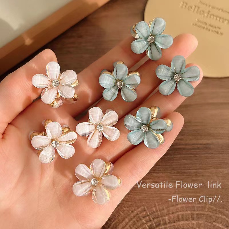 Kẹp Tóc Đính Hoa Pha Lê Nhỏ Phong Cách Hàn Quốc Cho Nữ