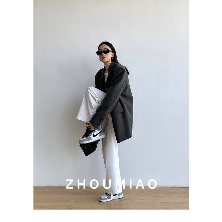 【high quality】Áo Khoác blazer Cỡ Lớn Màu Đen / Xám Thời Trang Sang Trọng Cho Nữ