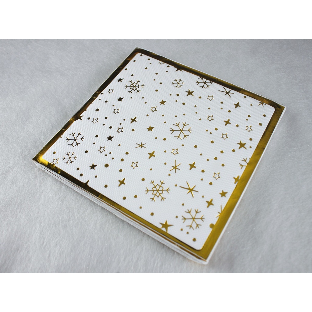 Bộ 20 Khăn Ăn Màu Vàng / Bạc In Hình Cây Thông Giáng Sinh Dùng Một Lần