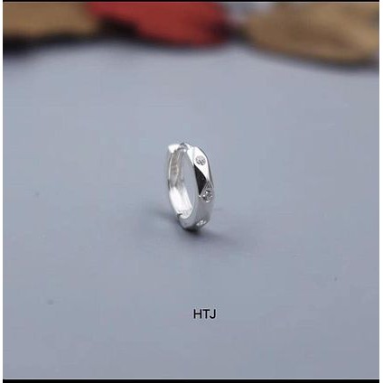 Bông tai bạc nữ dạng khuyên tròn / Khuyên tai tròn gắn đá bibi silver