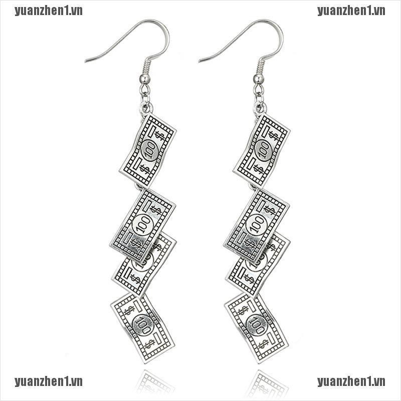 Đôi bông tai hình tờ tiền cổ điển độc đáo