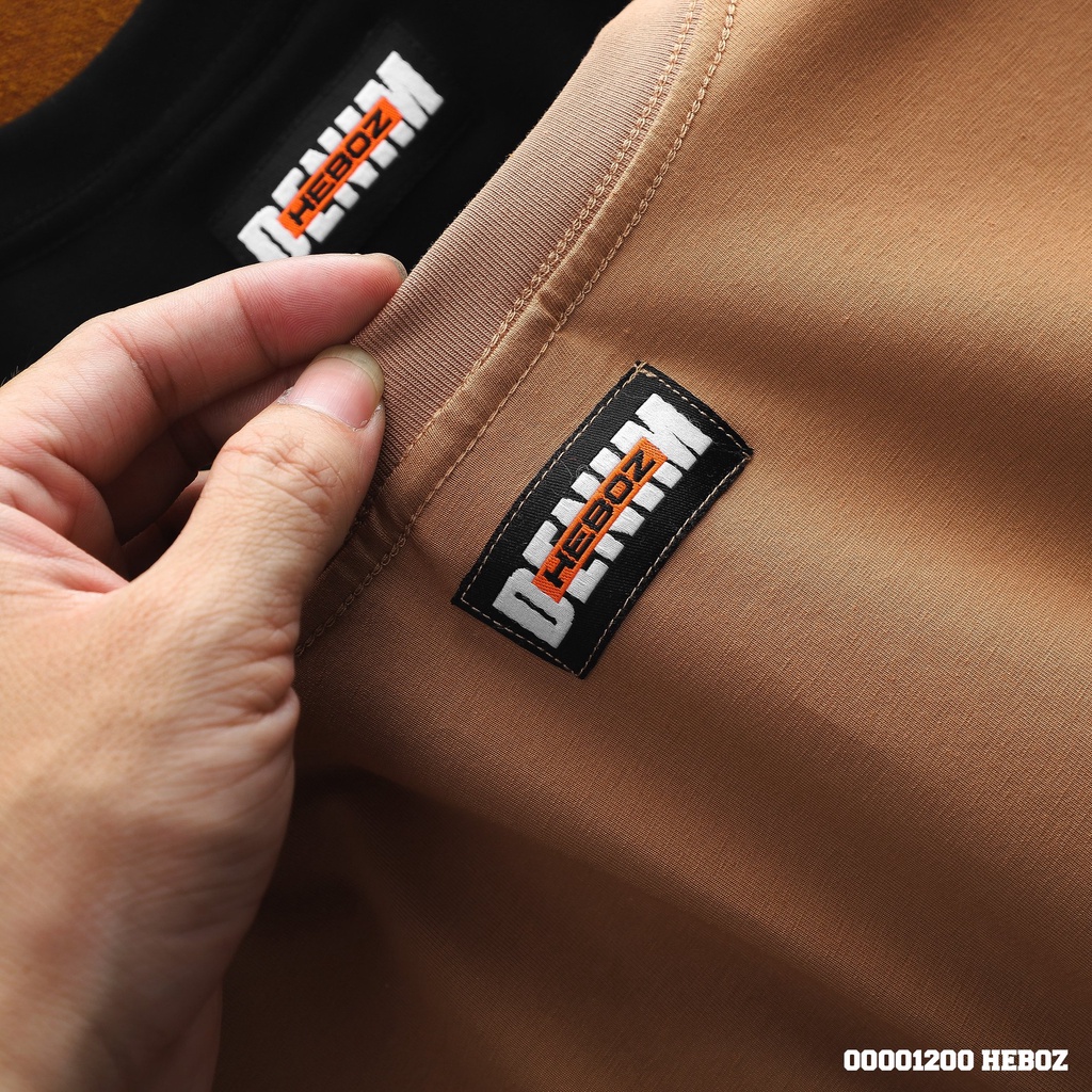 Áo thun nam Heboz in chữ denim 3M, cotton 4 chiều cao giãn, thoáng mát - 00001200