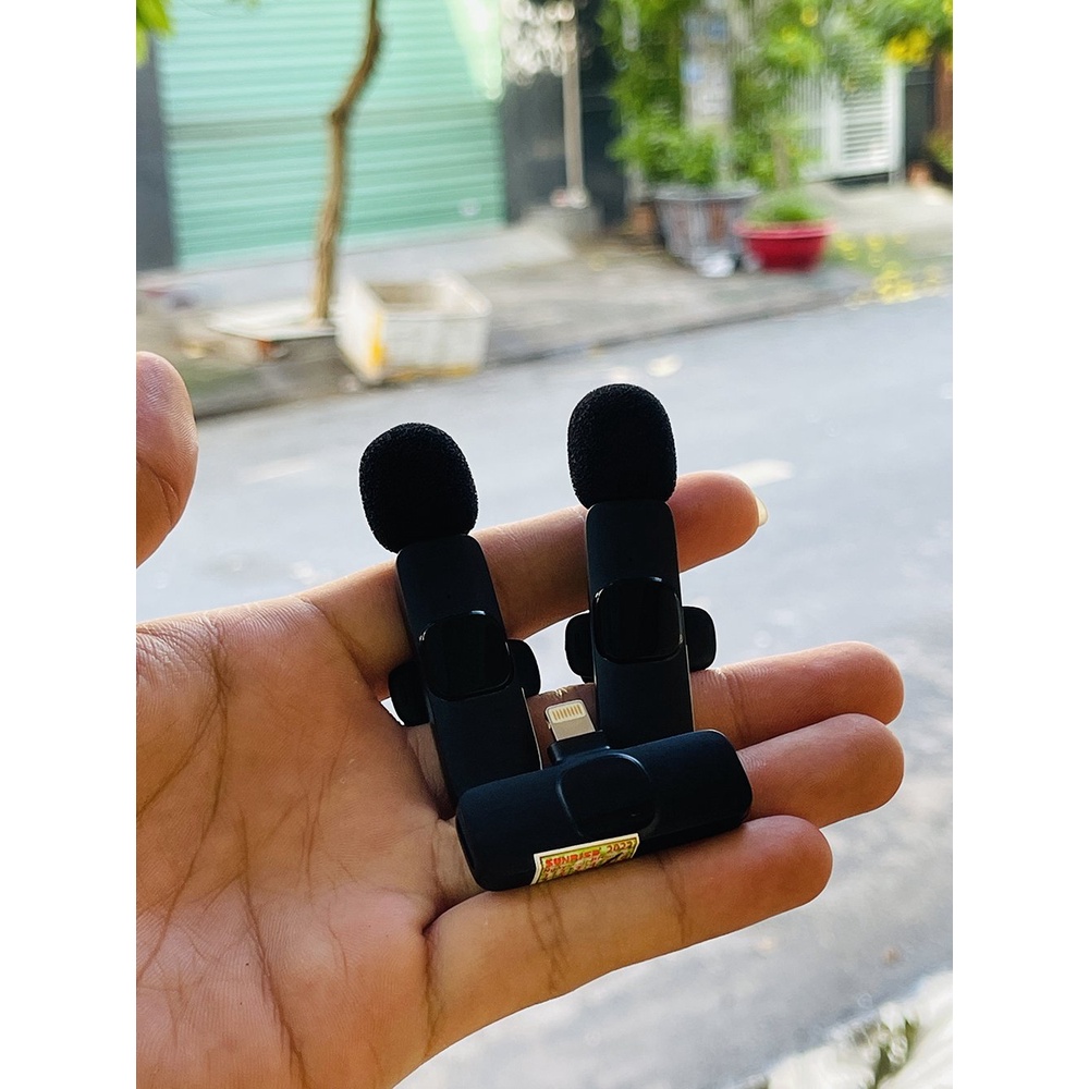 Micro cài áo không dây K9 khử tiếng ồn quay video vlog review sản phẩm livestream tiktok kết nối ai phôn 2 micro