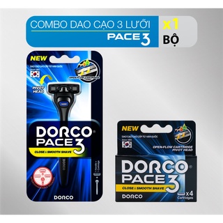 Combo cán và 4 đầu dao cạo 3 lưỡi DORCO PACE 3