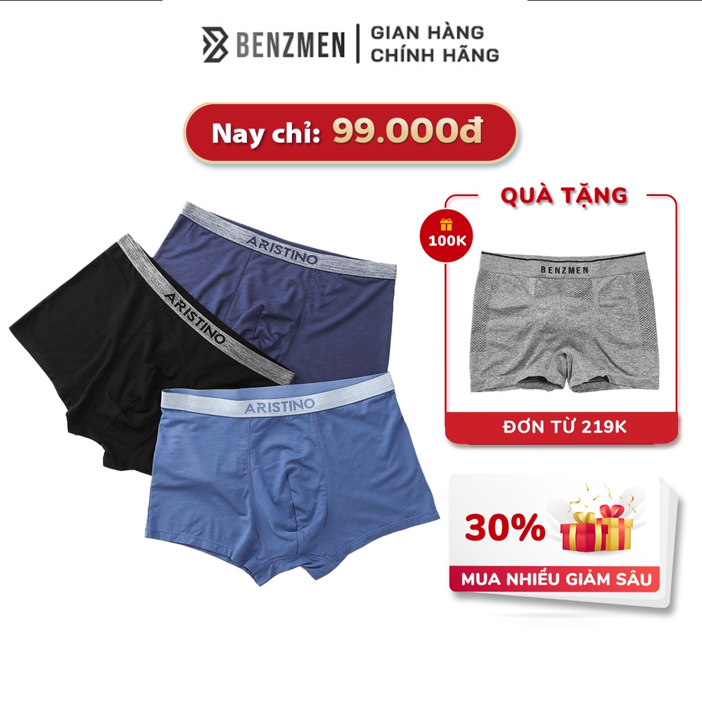 Quần Sịp Boxer Nam Cao Cấp Cotton Thun Lạnh Aristino Benzmen Vải Sồi Thoáng Mát Co Giãn 4 Khử Mùi, Kháng Khuẩn - Abx1616