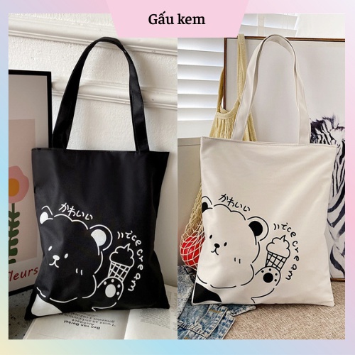 Túi Tote Có Khoá 2 Lớp In Hình Siêu Đẹp