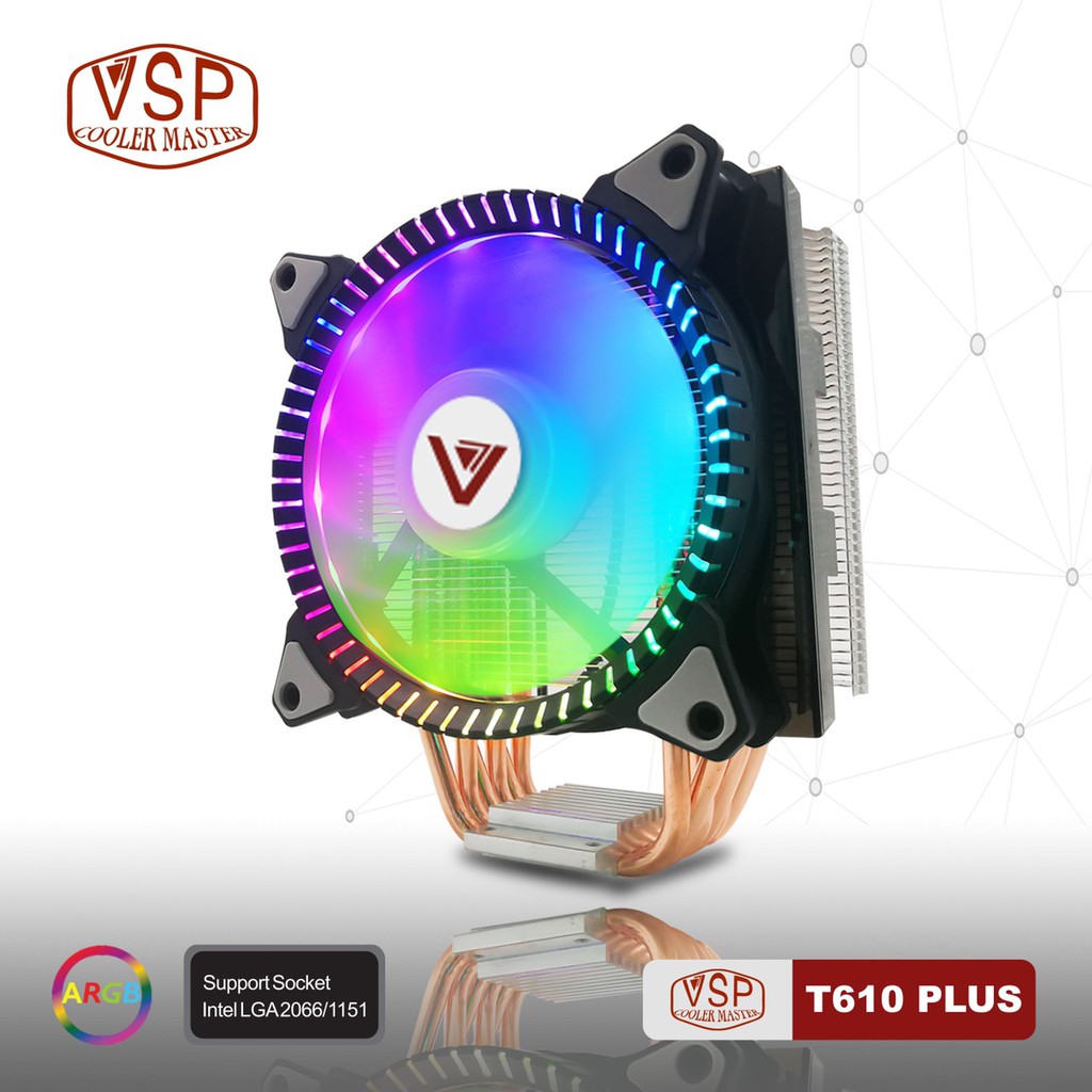 [Mã ELFLASH5 giảm 20K đơn 50K] Tản Nhiệt CPU VSP Cooler Master T410i Led RGB, tản nhiệt khí ống đồng