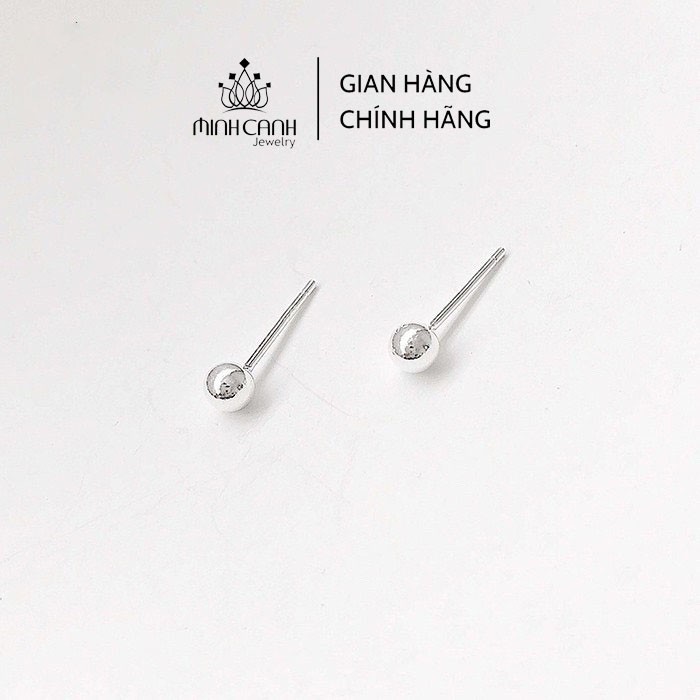 Bông Tai Nụ Bi Bạc Tròn Nhỏ Size 3mm, 4mm, 5mm - Minh Canh Jewelry