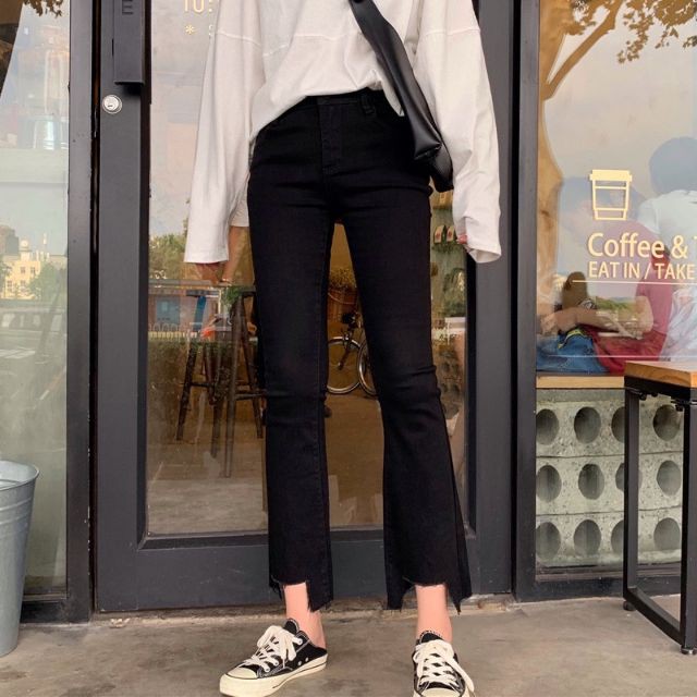 Quần jeans loe rách gấu [ảnh thật]