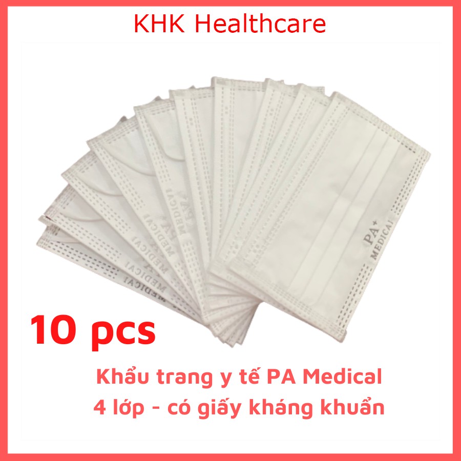 Xấp 10 khẩu trang y tế 4 lớp cao cấp có giấy kháng khuẩn theo tiêu chuẩn Bộ Y tế