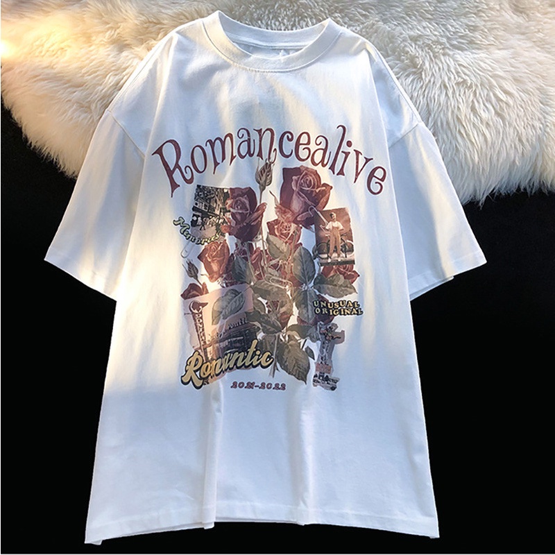 NRVP Áo Thun Cotton Tay Ngắn Cổ Tròn Thời Trang Mùa Hè Phong Cách Hàn Quốc Cho Nữ