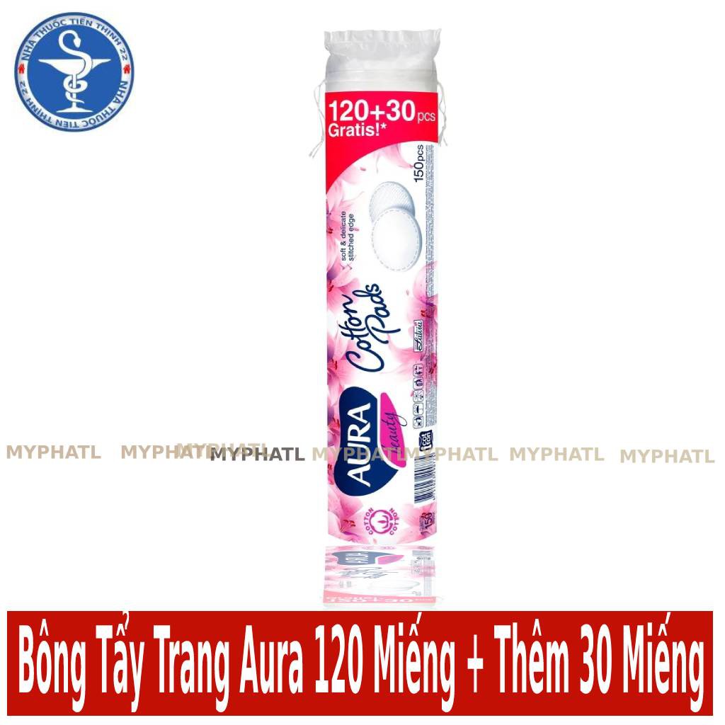 Bông Tẩy Trang Aura 120 Miếng + Thêm 30 Miếng