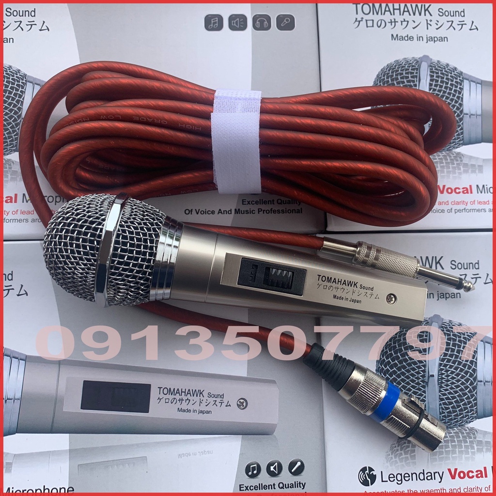 Micro karaoke có dây TOMAHAWK thương hiệu Nhật Bản, mic hát nhẹ tiếng, trong  dùng cho dàn karaoke