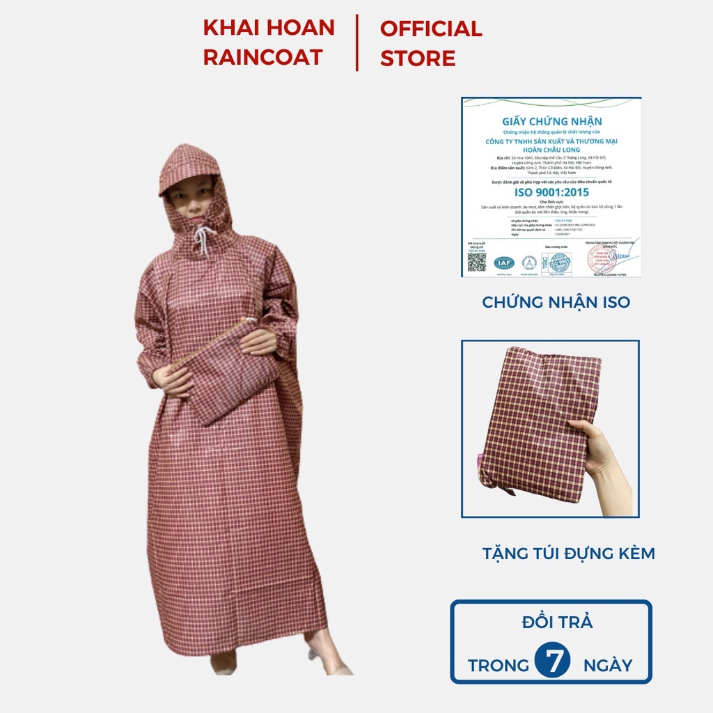 Áo mưa BÍT không xẻ, vải dù siêu bền (Hàng cao cấp xưởng Việt Nam). Áo mưa thời trang trùm kín người