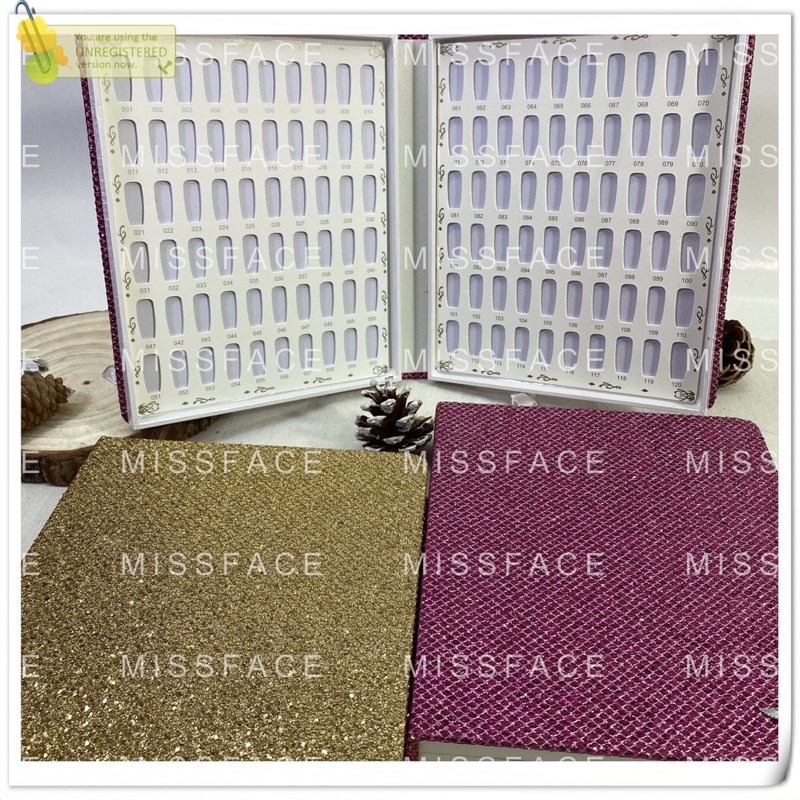 sổ trưng mẫu móng bìa kim tuyến lấp lánh _120 ô