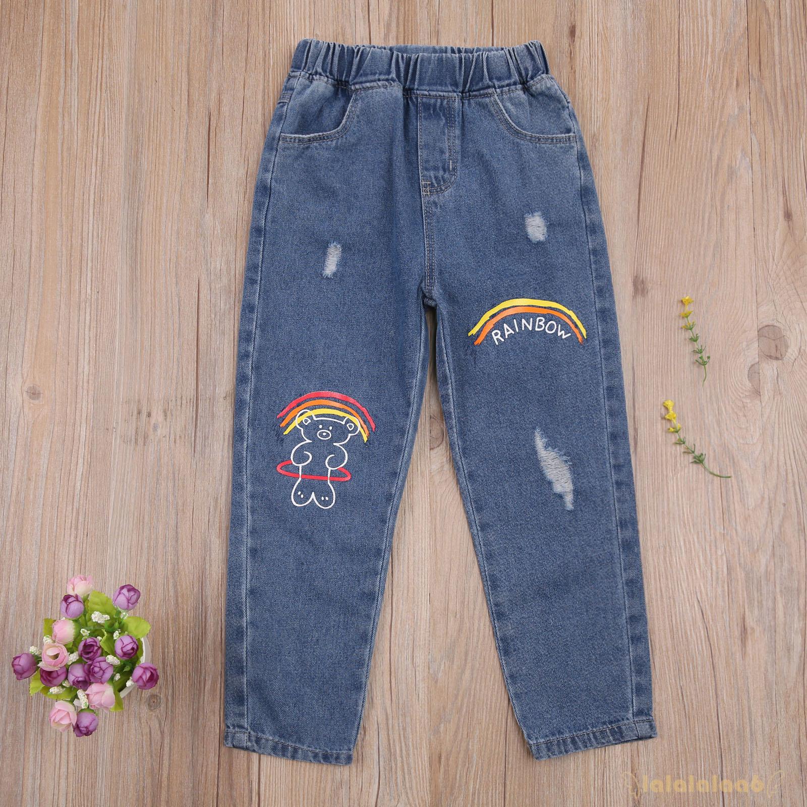 Quần Jeans Dài Phối Rách Thời Trang Cho Bé Laa6