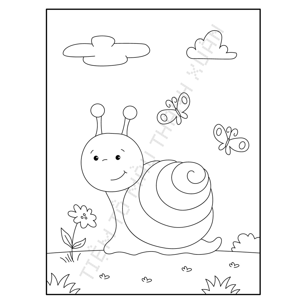 Set 20 Tờ Tranh Tô Màu Hình Ốc Sên Cute Cho Bé Size A5 Màu Sáp, Màu Chì - Tiệm Tô Màu Thanh Xuân