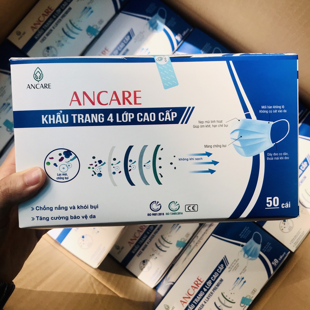 Lẻ 10 cái Khẩu Trang Y Tế ANCARE 4 Lớp Kháng Khuẩn