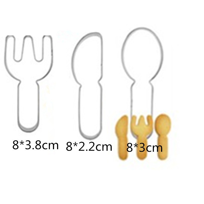 Bộ 3 Khuôn Cắt Bánh Hình Nĩa &amp; Muỗng