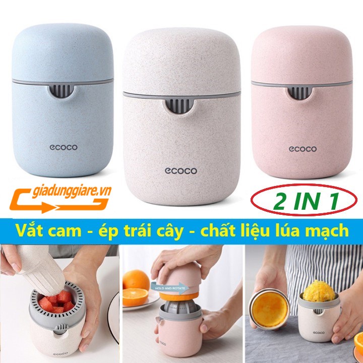 ( Bộ vắt cam ECOCO cao cấp ) Dụng cụ VẮT cam kiêm ÉP hoa quả trái cây 2in1 tiện lợi chất liệu nhựa LÚA MẠCH an toàn