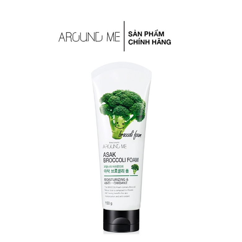 Sữa Rửa Mặt Around Me Cấp Ẩm Chống Lão Hóa Chiết Xuất Bông Cải Xanh Asak Broccoli Foam 150g