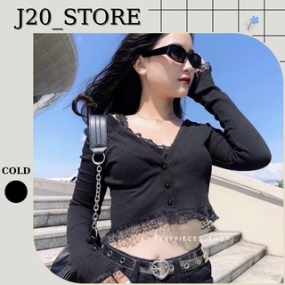 Áo Croptop Tay Dài Phối Viền Ren Cách Điệu Trẻ Trung Thời Trang Cho Nữ