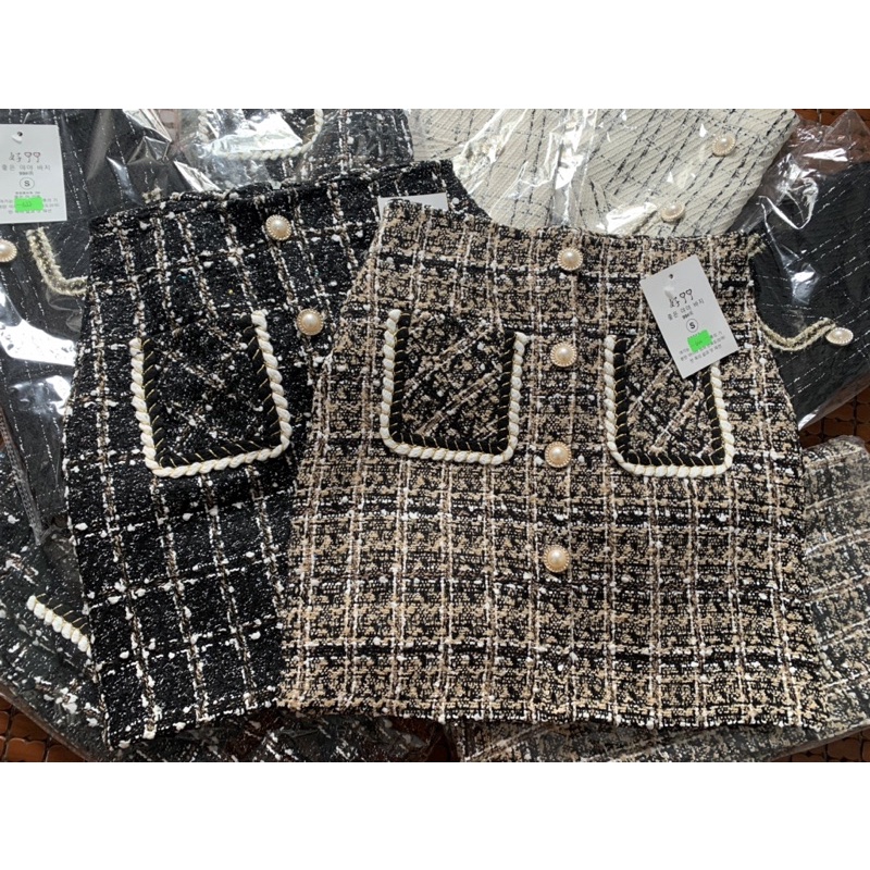 Chân váy dạ Tweed 2 túi