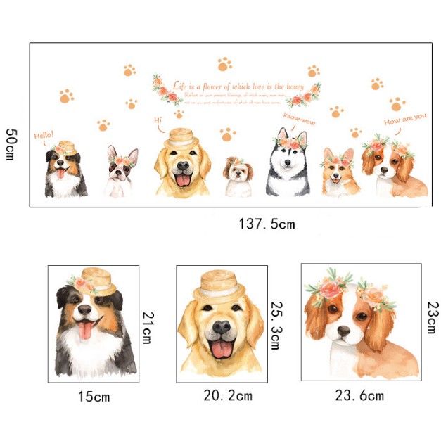 Decal trang trí tường Các Chú Chó đáng yêu