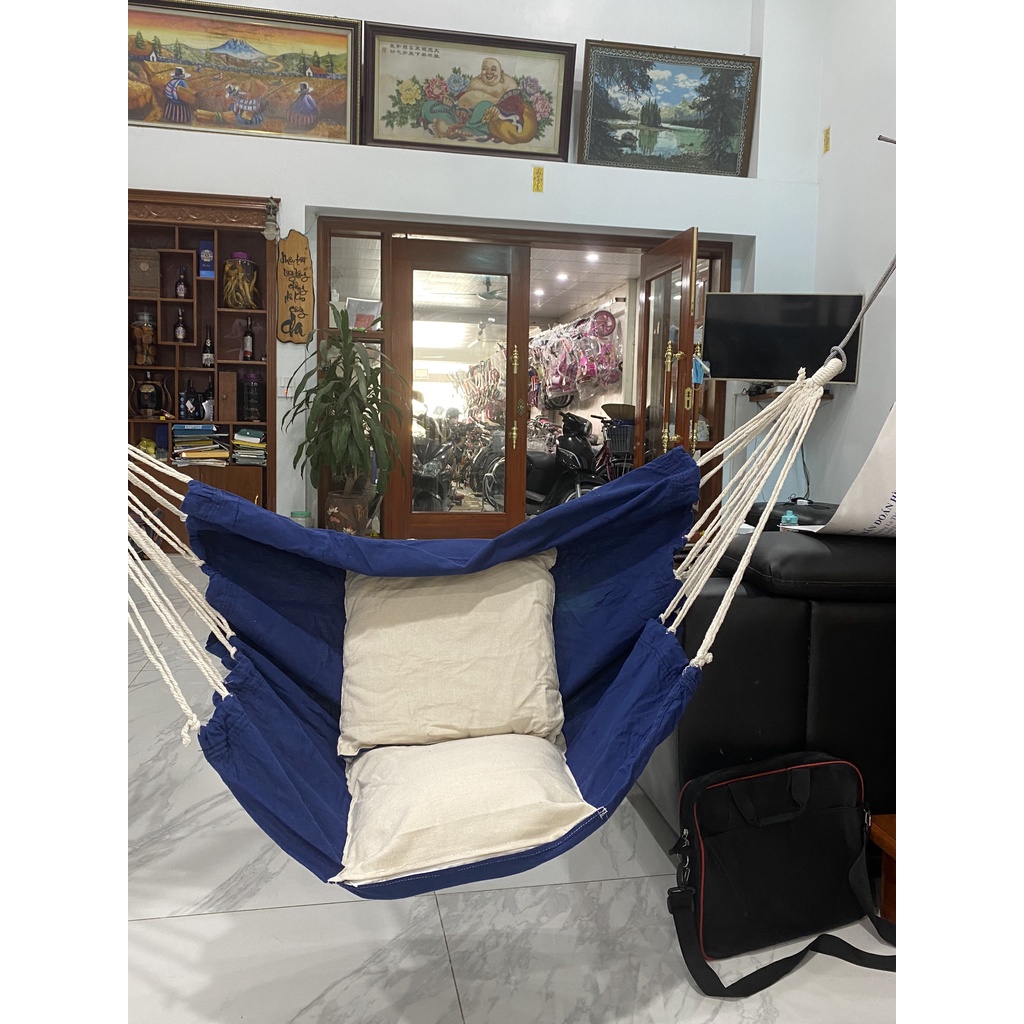 Ghế xích đu treo trong nhà ngoài trời sân vườn, ghế võng xích đu trang trí decor, an toàn cho bé