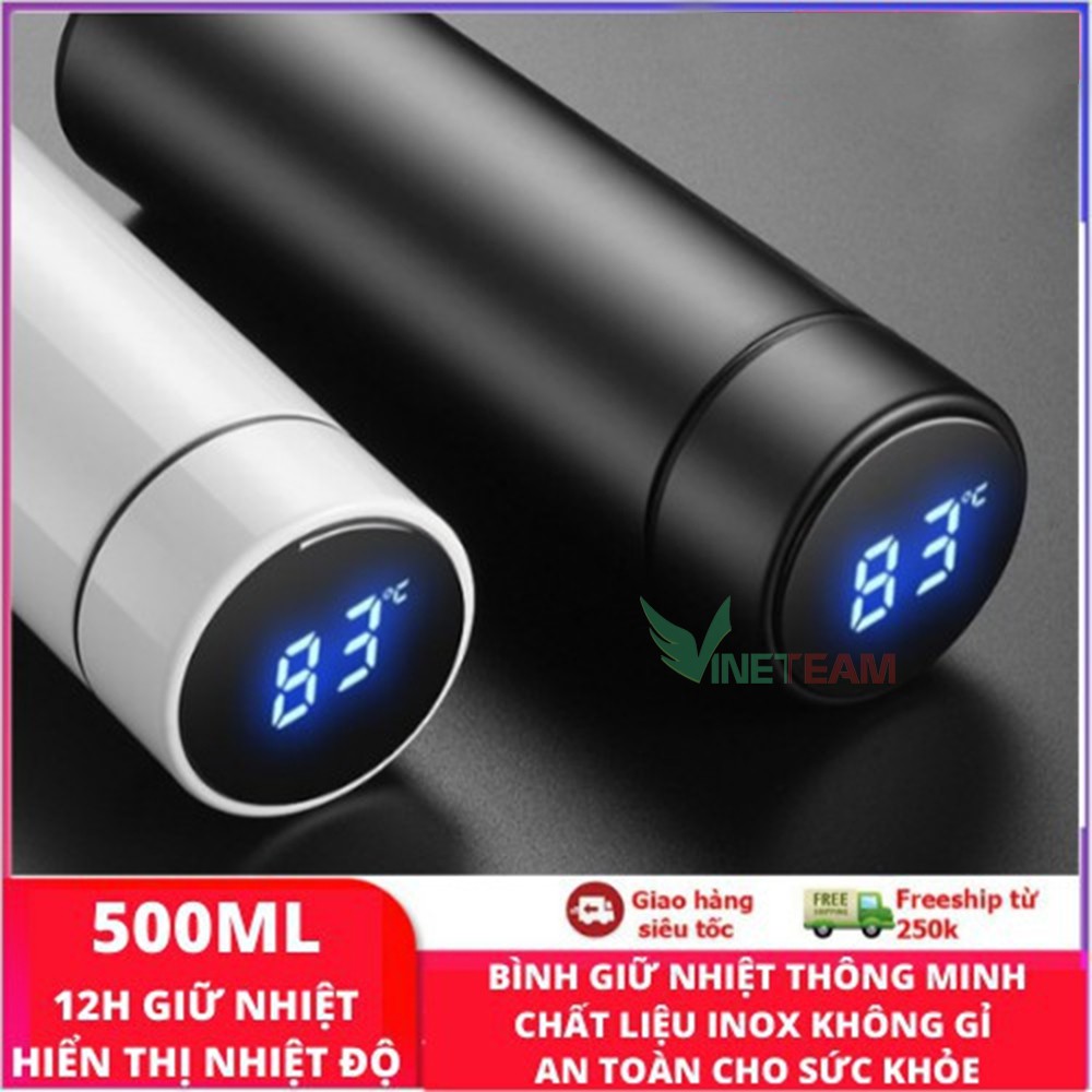 Bình giữ nhiệt có nhiệt kế thông minh 500ml - Bình giữ nhiệt INOX hiển thị nhiệt độ led cao cấp có Bảo Hành -dc4137