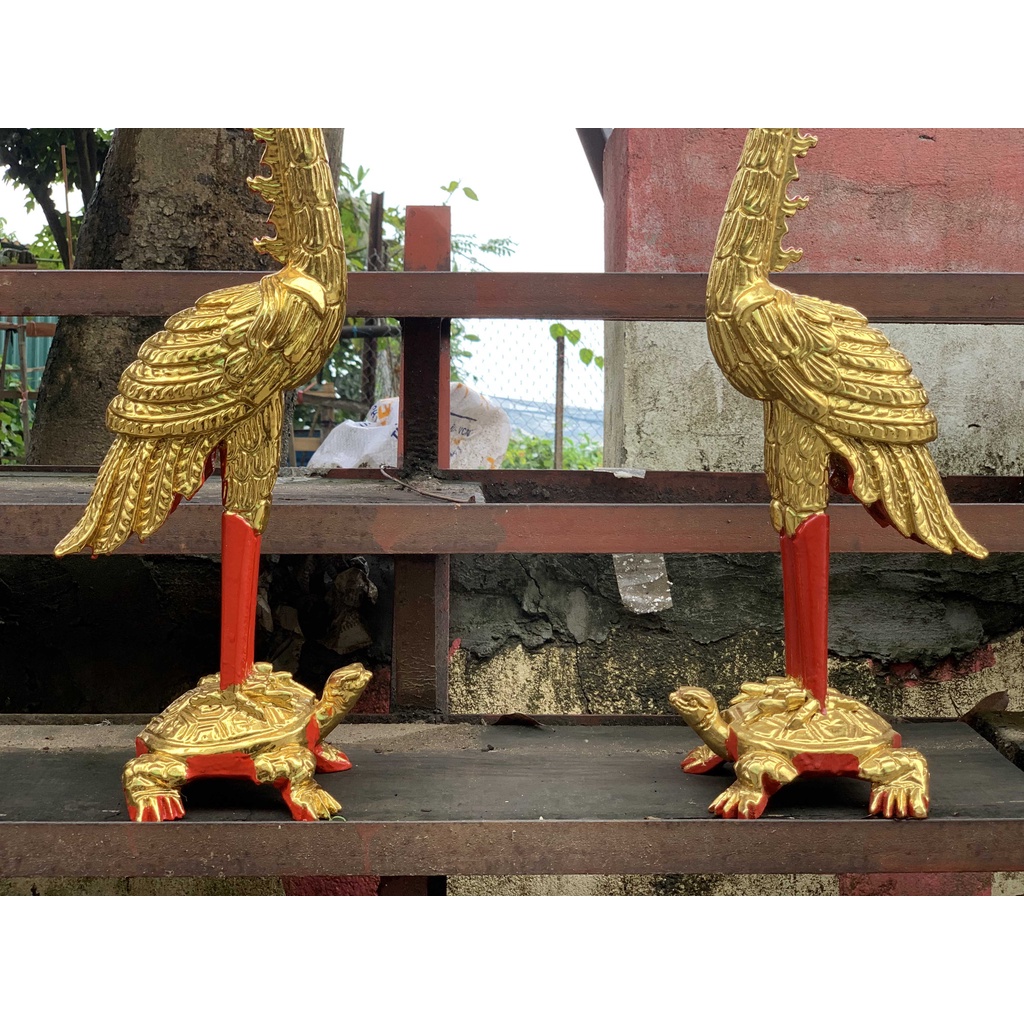 Đôi Hạc Có Mào Thờ Gia Tiên Loại Cao 127cm Gỗ Mít