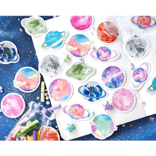 Hộp 45 miếng sticker mẫu tinh cầu và hành tinh