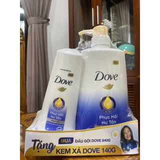 Dầu gội Dove phục hồi hư tổn 640g tặng kèm dầu xả 140g