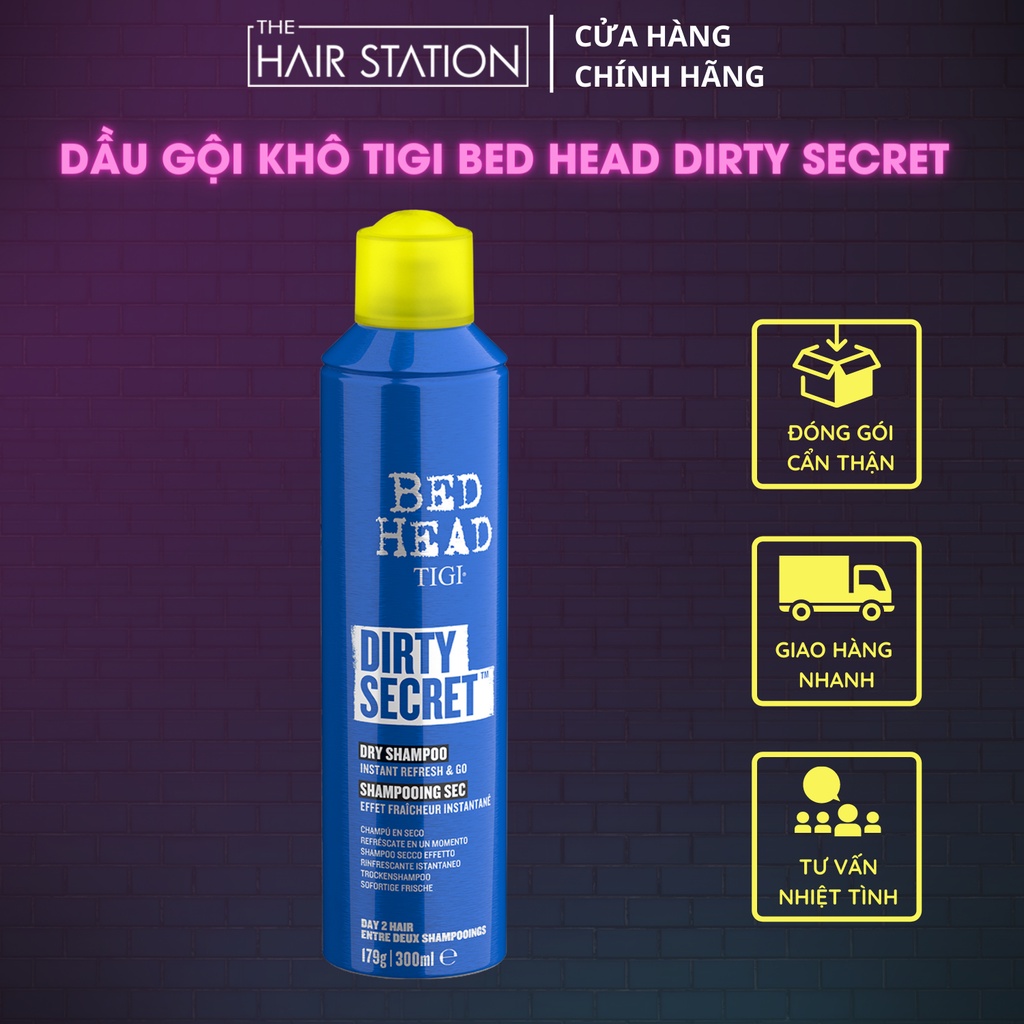 Dầu gội khô Tigi Bed Head Dirty Secret dạng xịt làm sạch giảm bết tóc thơm lâu tạo phồng chính hãng mini 300ml
