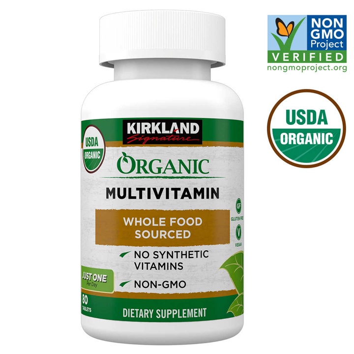 Viên uống Kirkland bổ sung Vitamin tổng hợp hữu cơ 80 viên Organic Multivitamin